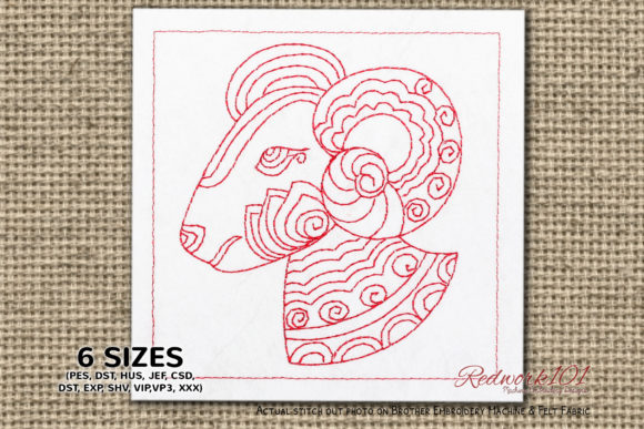 Aries Goat Head Sign Lineart Design