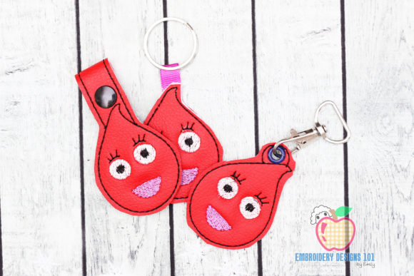Blood Drop Cartoon Character Keyfob