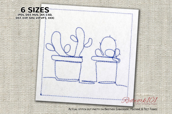 Cactus Succulents Collection Redwork