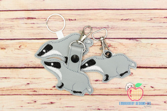 Cute Badger ITH Key Fob Pattern