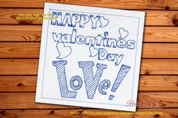Happy Valentines Day Love Redwork