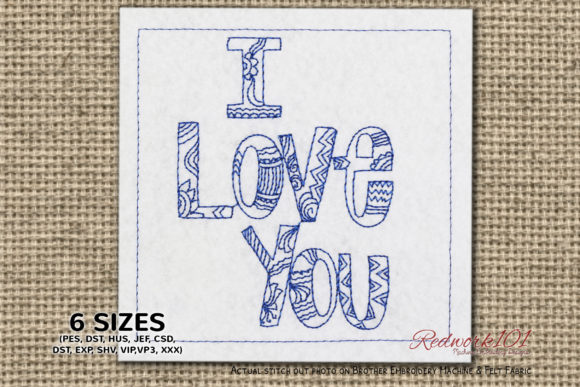 I Love You Bluework
