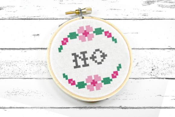 No Faux Cross Stitch with Floral Border