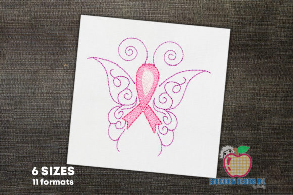 Pink Ribbon with Butterfly Wings