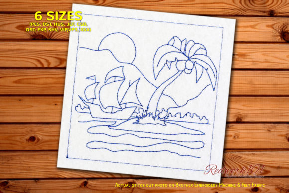 Pirate Ship in Ocean Bluework